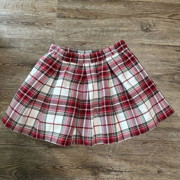 Janie and Jack Plaid Pleated Skirt Red Girls Size 3T Vintage Pink Label - Picture 3 of 3